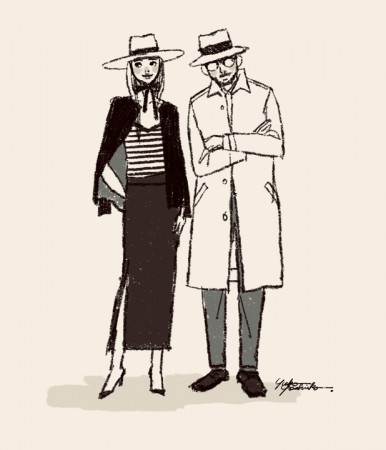 女性イラスト　男性イラスト　イラストレーション　ファッションイラスト　ファッションイラストレーション　illustration　fashionillistration　生活　おしゃれ　エレガント　シンプル　上品　おしゃれ　線画　ドローイング　吉岡ゆうこ　yukoyoshioka